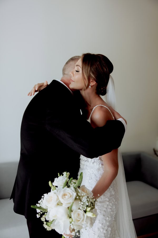 Classic Timeless Wedding By The Sea White Blooms