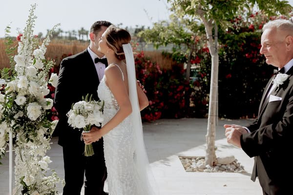 Classic Timeless Wedding By The Sea White Blooms