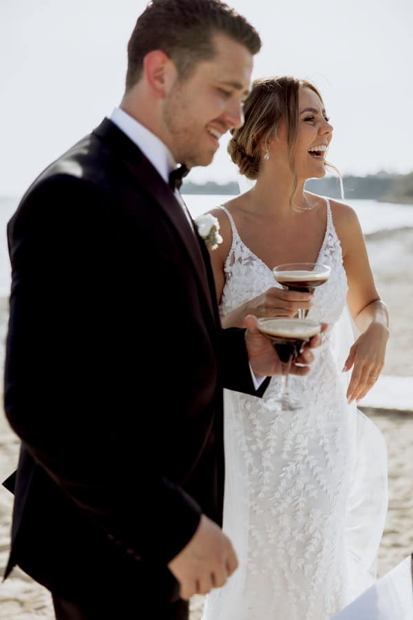 Classic Timeless Wedding By The Sea White Blooms