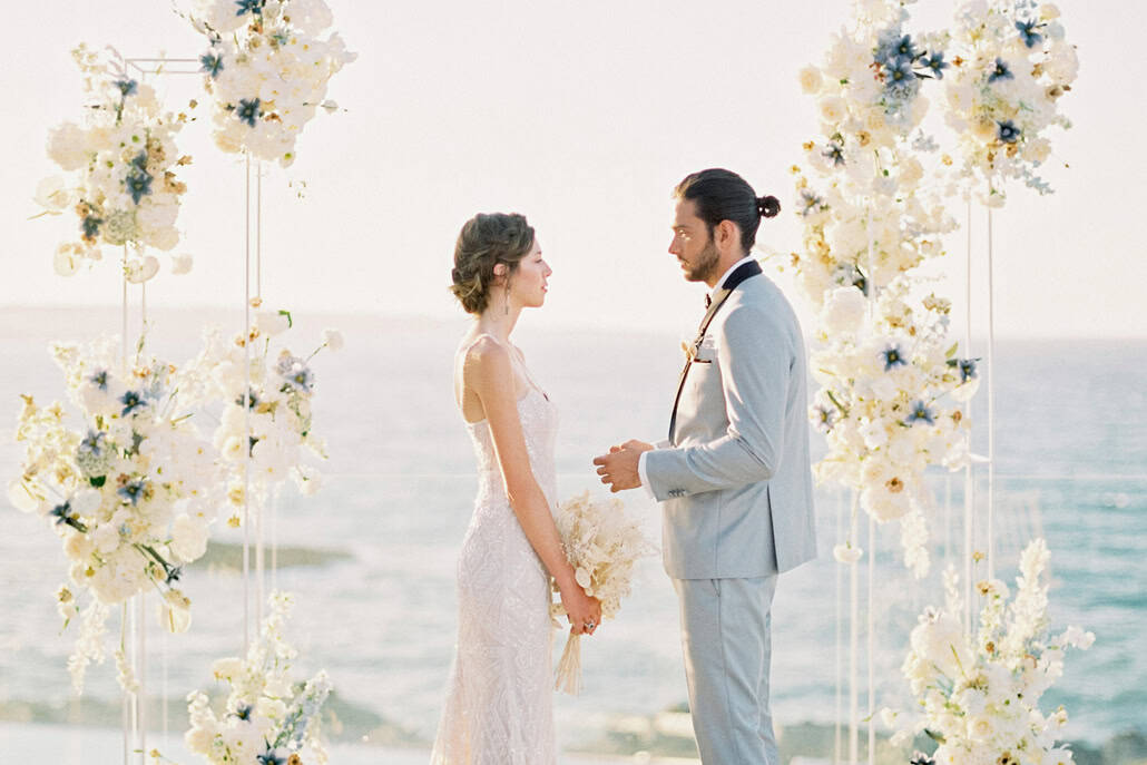 Coastal styled shoot with ethereal blooms at Abaton Island Resort