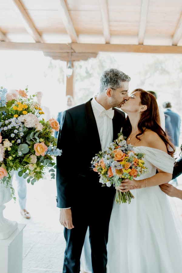 Colorful Floral Details Destination Wedding Greece