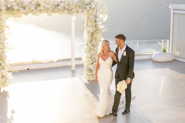 Dreamy summer wedding in santorini with breathtaking floral design | Stephanie & Daniel