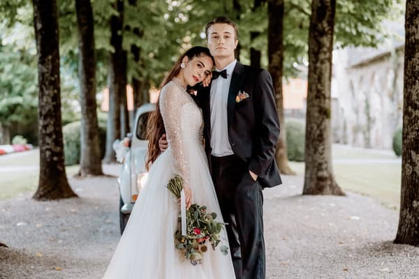 Elegant blue toned wedding styling in a historic garden setting Elegant blue toned wedding styling in a historic garden setting