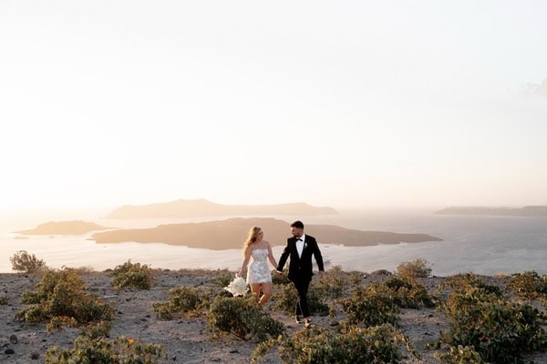 From across the world to a dreamy wedding in Santorini | Annie & Vincent