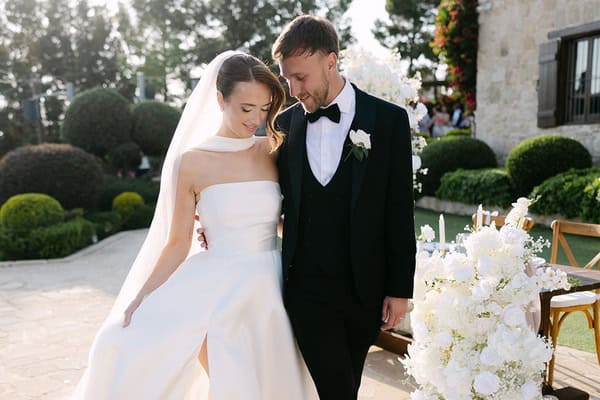 Elegant destination wedding at Liopetro with timeless white florals | Chloe & Tom