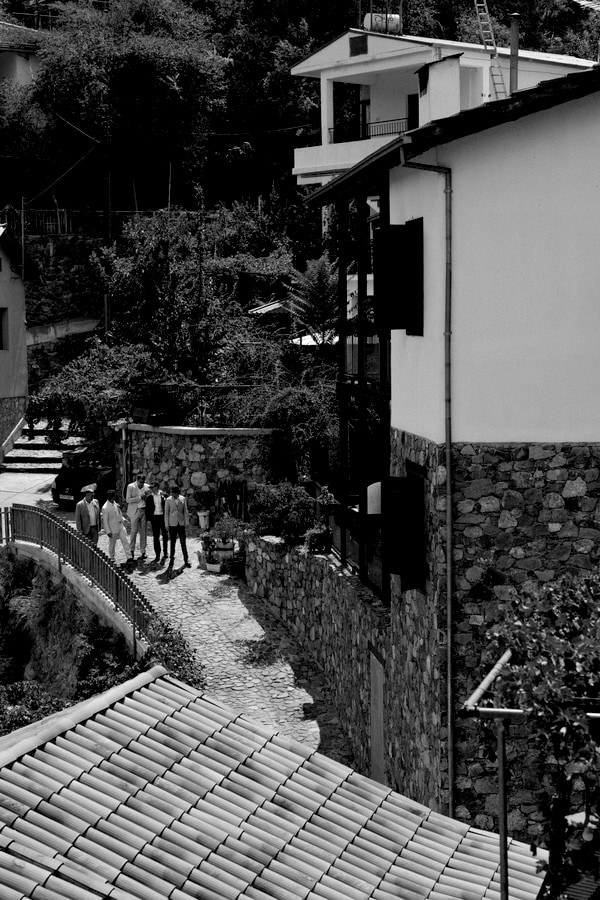 Pastel Colored Wedding Ceremony Stone Bridge Casale Panayiotis