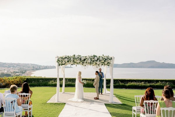 Romantic Seaside Wedding Chania Elegant White Florals