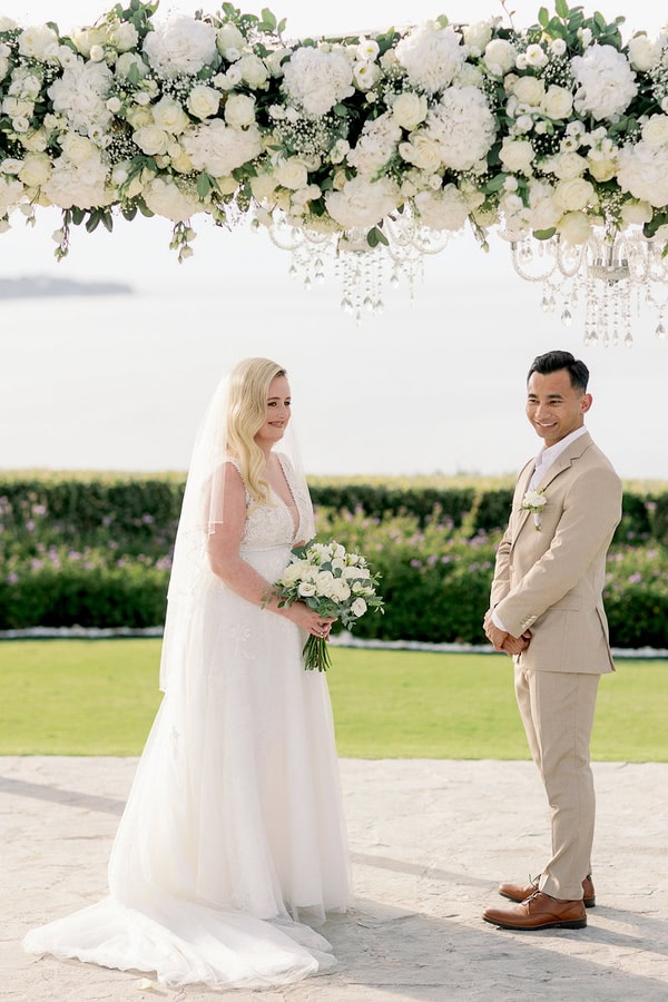 Romantic Seaside Wedding Chania Elegant White Florals
