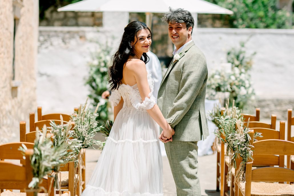 Beautiful summer wedding in Chania with rustic details | Aristea & Marios