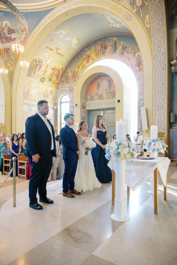 Timeless Athens Wedding Chandeliers Lush White Flowers