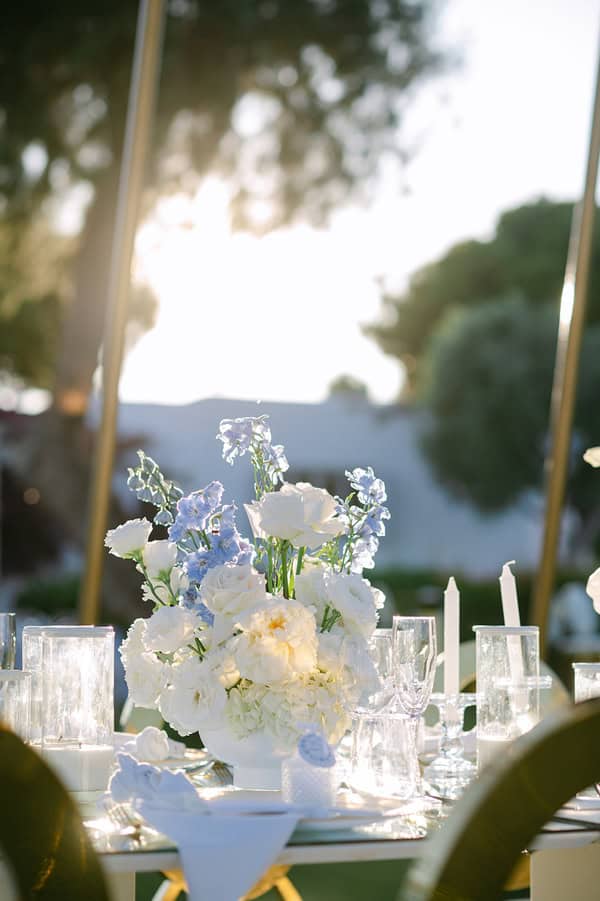 Timeless Athens Wedding Chandeliers Lush White Flowers